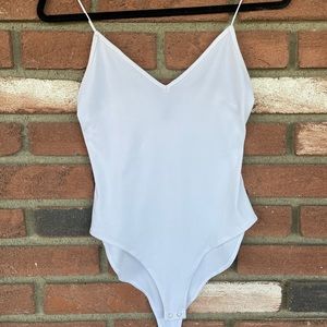White spaghetti strap body suit
